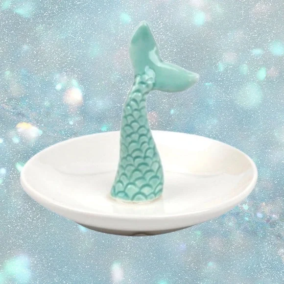 Decorative Ceramic Mermaid Ring Tray NWT Green - Picture 3 of 3